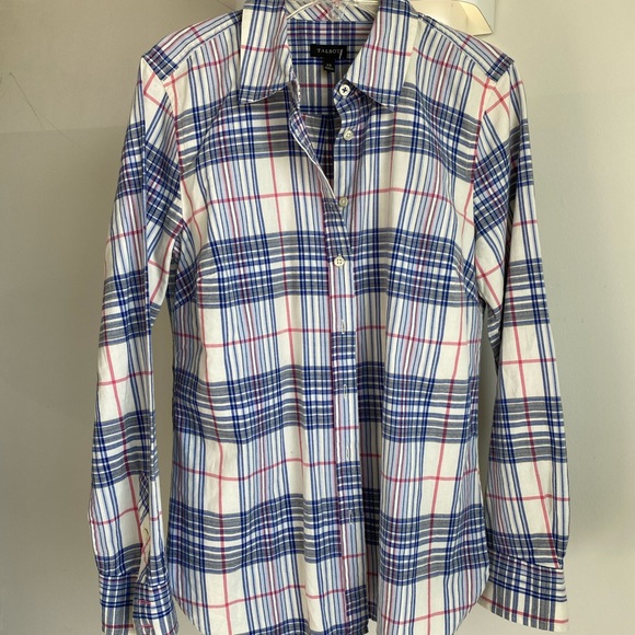 Talbots plaid exsmall shirt. Blue and red wht - Picture 7 of 8